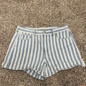 American Eagle Outfitters Blue and White Jean Shorts Nautical Style
